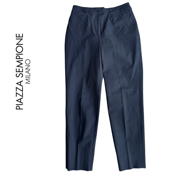 Piazza Sempione Brigette Black Ankle Stretch Trousers Italy 38 US 2 Like New - Picture 1 of 10